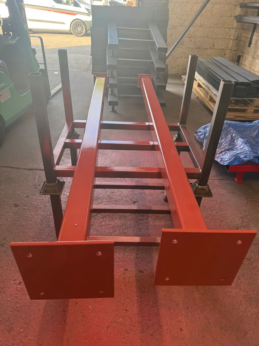 Red finished steel assembly
